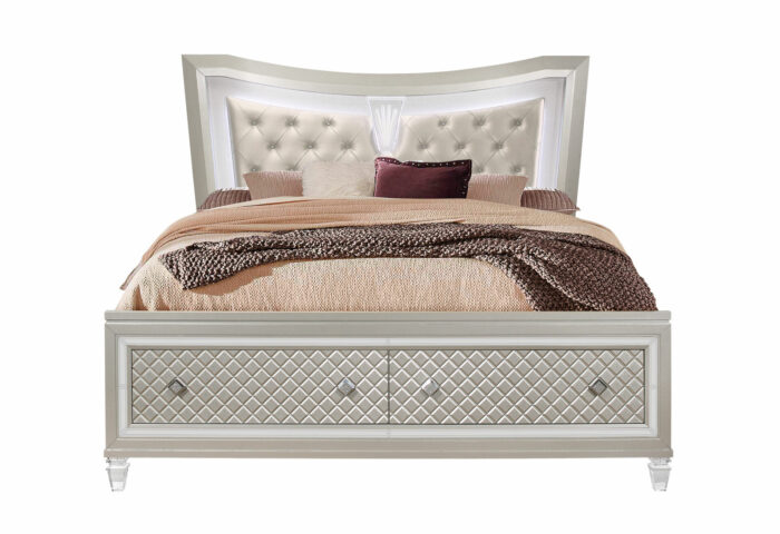PARIS CHAMPAGNE QUEEN BED WITH LED