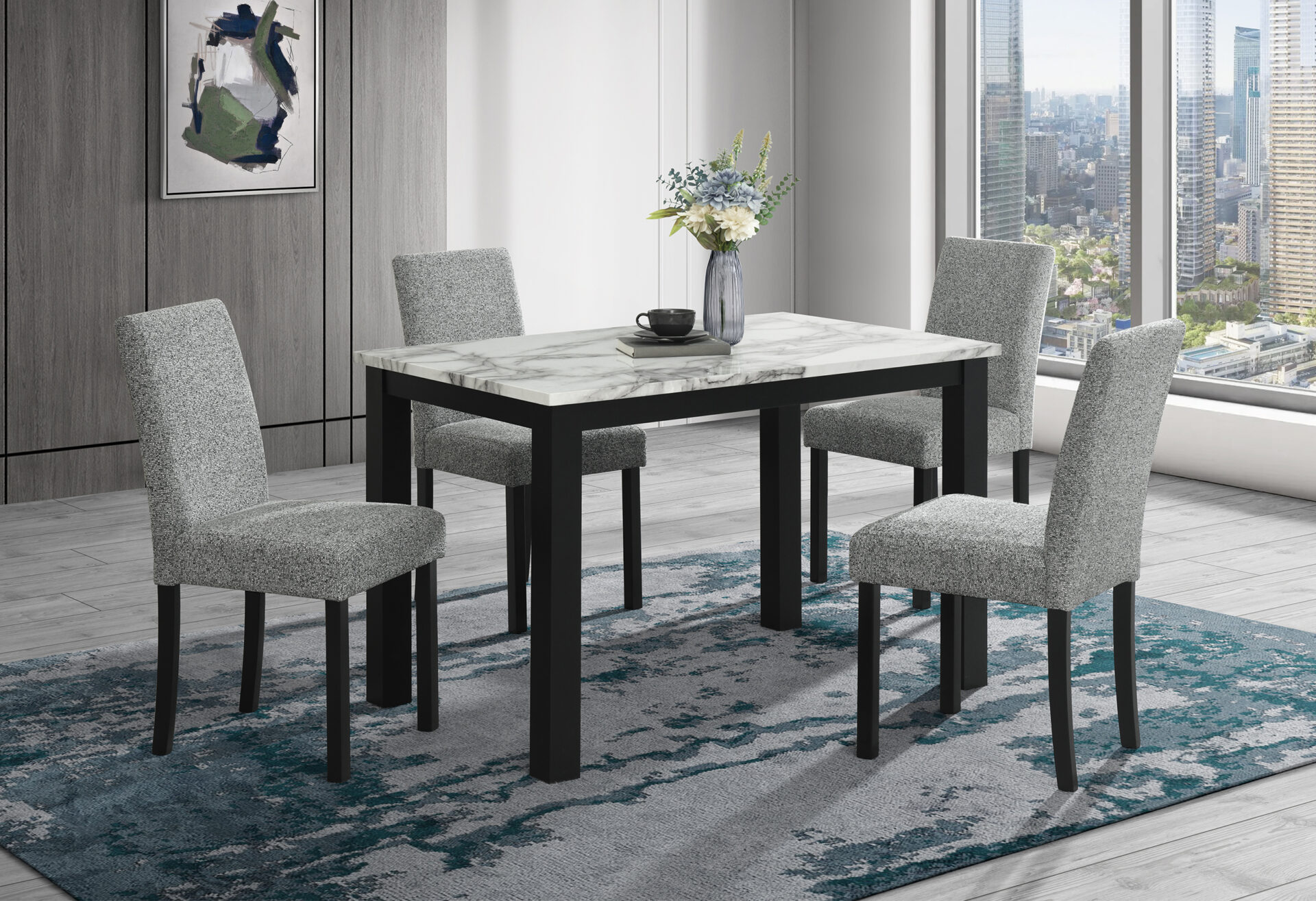 D8032DT-WHTBLK D9026DC-GRY 5 PC DINING SET