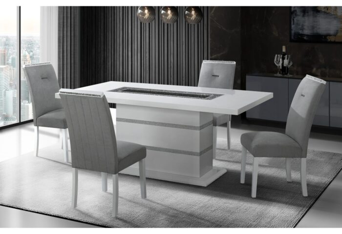 MONACO WHITE DINING TABLE + MONACO DINING CHAIR