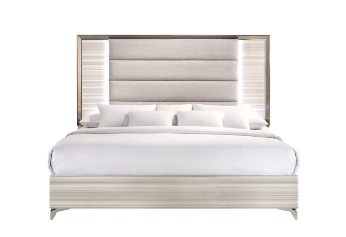 ZAMBRANO WHITE KING BED WITH LED
