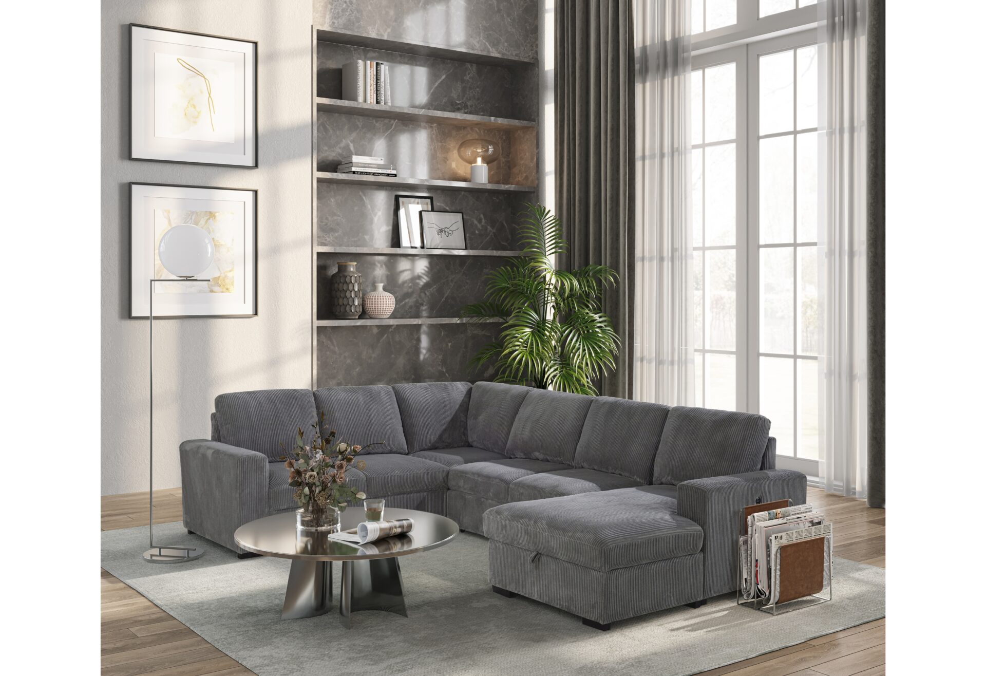 U2660 GREY SECTIONAL RSC